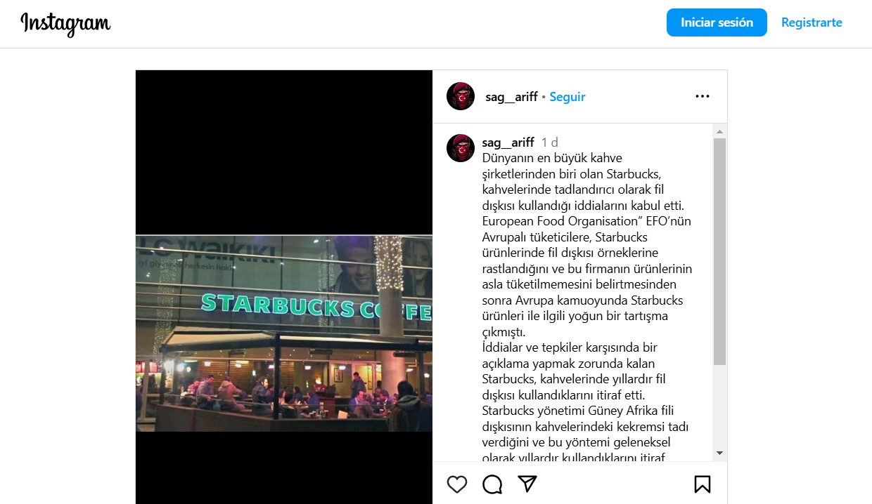 Starbucks кофелерин жакшыртуу үчүн пилдин кыгын кошот деген маалымат жалган (Фактчекинг)